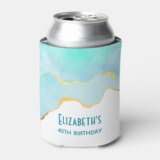 Tranquisites tropisches Grün mit goldenen Grenze G Dosenkühler (Kanne Vorderseite)