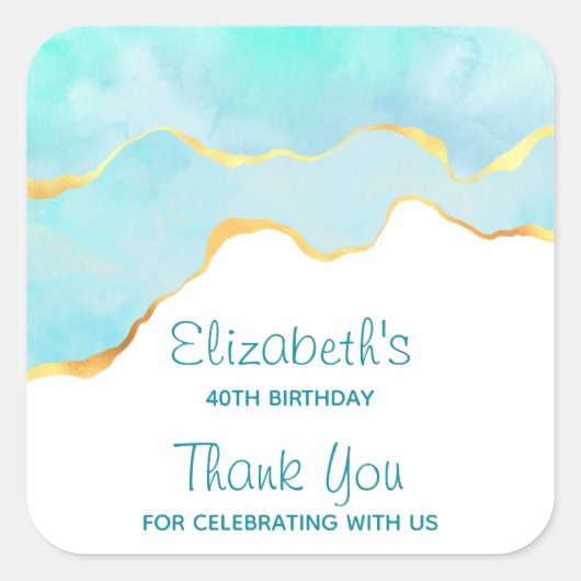 Tranquisites tropisches Grün mit goldenen Grenze G Quadratischer Aufkleber (Vorderseite)