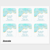 Tranquisites tropisches Grün mit goldenen Grenze G Quadratischer Aufkleber (Blatt)