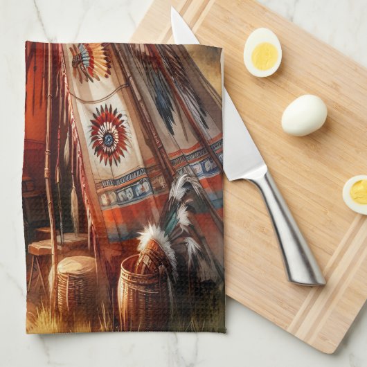 Tranquisitorische Indianer durch einen ruhigen Flu Geschirrtuch (Viertel Falte)