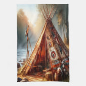 Tranquisitorische Indianer durch einen ruhigen Flu Geschirrtuch (Vertikal)