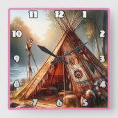 Tranquisitorische Indianer durch einen ruhigen Flu Quadratische Wanduhr (Vorderseite)