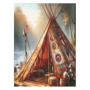 Tranquisitorische Indianer durch einen ruhigen Flu Tischdecke