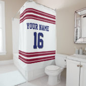 TRANS 2X Burgundy Stripes Marine Text Duschvorhang (Beispiel)