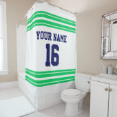 TRANS 2X Smaragdgrüne Streifen Marine Text Duschvorhang (Beispiel)
