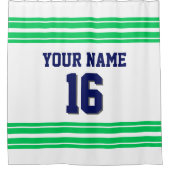 TRANS 2X Smaragdgrüne Streifen Marine Text Duschvorhang (Vorderseite)