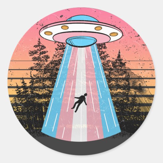 Trans Alien Funny Runder Aufkleber (Vorderseite)