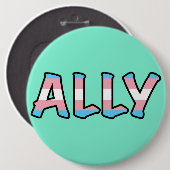 Trans Ally Hollow Letter | Hintergrund der Minze Button (Vorne & Hinten)