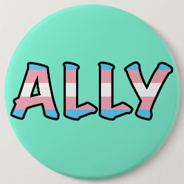 Trans Ally Hollow Letter | Hintergrund der Minze Button