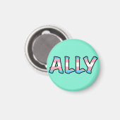 Trans Ally Hollow Letter | Hintergrund der Minze Magnet (Vorderseite/Rückseite)