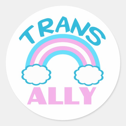 Trans Ally Transgender Rainbow Blue Pink White Runder Aufkleber (Vorderseite)