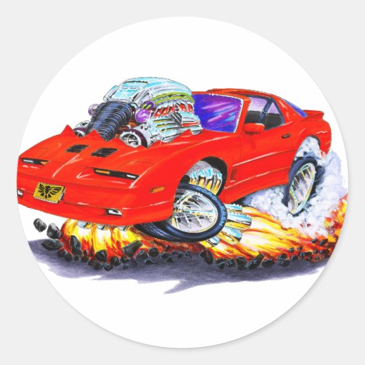 Trans Am Red Car 1982-92 Runder Aufkleber (Vorderseite)