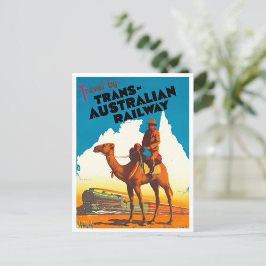 Trans Australian Railway Vintage Reise Postkarte (Stehend Vorderseite)