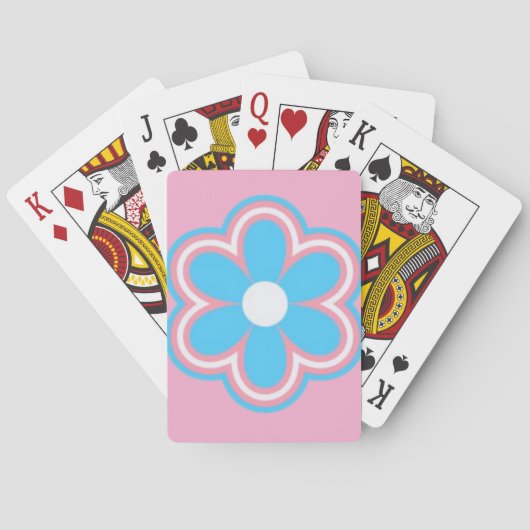 Trans-Blume auf rosa Hintergrund auf Spielkarten (Rückseite)
