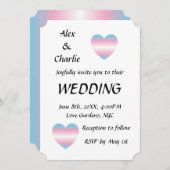 Trans Flag Farben Herz Proud Hochzeit Einladung (Vorne/Hinten)