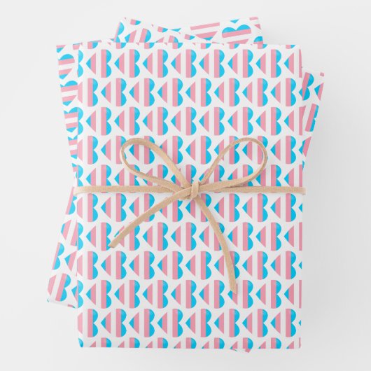 Trans Flag Herzmuster Geschenkpapier Set (Beispiel)