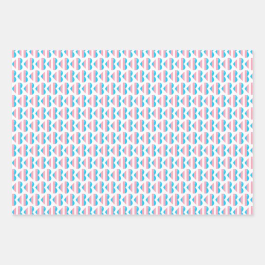 Trans Flag Herzmuster Geschenkpapier Set (Vorderseite)