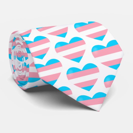 Trans Flag Herzmuster Krawatte (Gerollt)