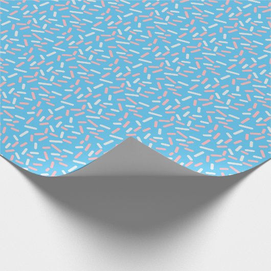 Trans Flag Niedliches blaues Sprinklermuster Geschenkpapier (Ecke)