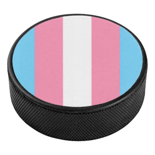 trans flag on hockey puck (3/4)