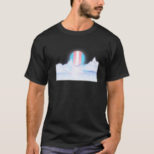 Trans Flag Sunset on White Bg 90s 80er Ästhetische T-Shirt