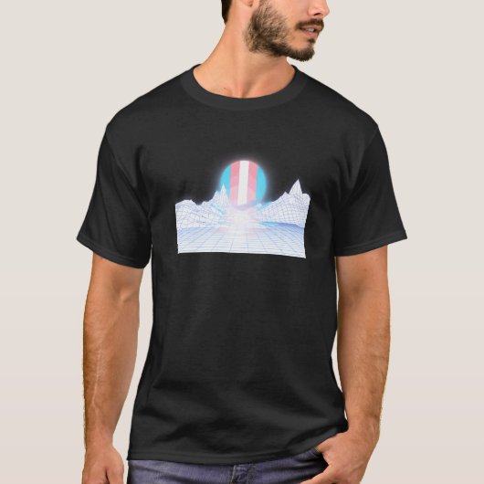 Trans Flag Sunset on White Bg 90s 80er Ästhetische T-Shirt (Vorderseite)