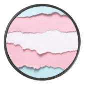 trans flag torn design on hockey Puck (Vorderseite)