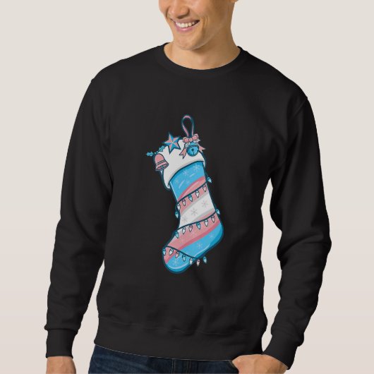 Trans Flag Weihnachtssock Merry LGBT Transgender Sweatshirt (Vorderseite)