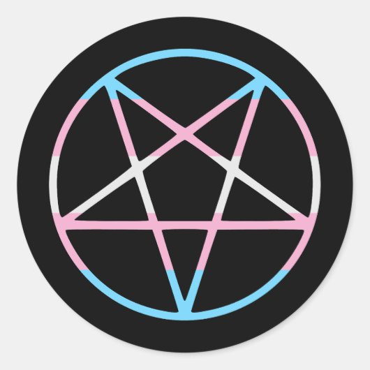 trans gay pride flag pentagram transgender runder aufkleber (Vorderseite)