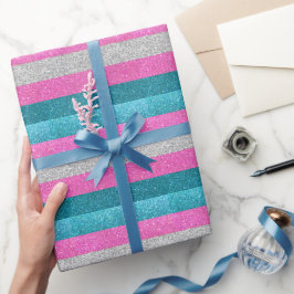 Trans Gay Pride Rosa Weiß und Blau Glitzer Geschenkpapier
