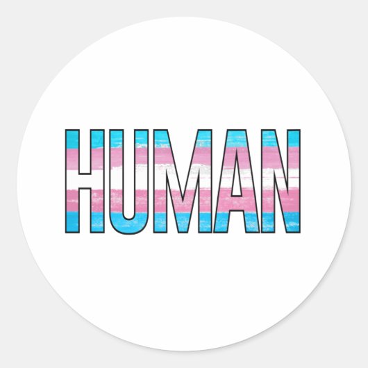 Trans Human Runder Aufkleber (Vorderseite)