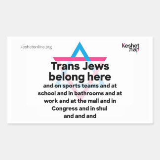 Trans Jews Belong Everywhere Rechteckiger Aufkleber