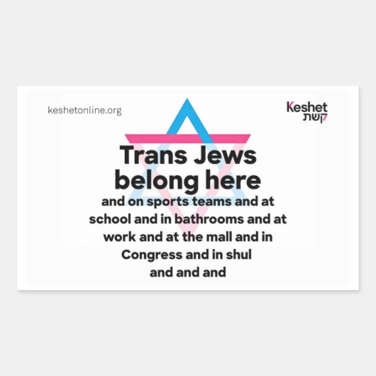 Trans Jews Belong Everywhere Rechteckiger Aufkleber (Vorderseite)