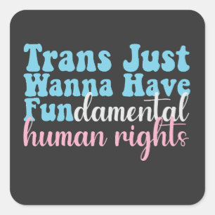 Trans Just Wanna hat grundlegende Menschenrechte Quadratischer Aufkleber