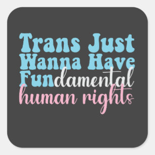 Trans Just Wanna hat grundlegende Menschenrechte Quadratischer Aufkleber