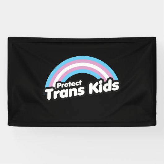 Trans Kids schützen - Regenbogen Banner (Horizontal)