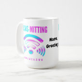 Trans-mitting Visibility Modern Glitch Transgender Kaffeetasse (Vorderseite Links)