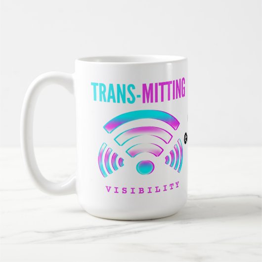 Trans-mitting Visibility Modern Glitch Transgender Kaffeetasse (Links)