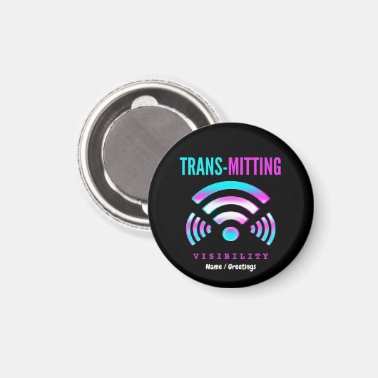 Trans-mitting Visibility Modern Glitch Transgender Magnet (Vorderseite/Rückseite)