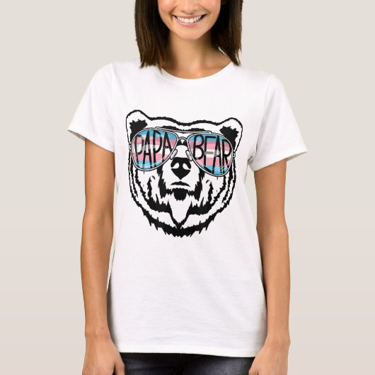 Trans Papa Bear Proud Dad Ally Transgender Rainbow T-Shirt (Vorderseite)