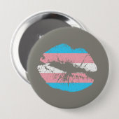 Trans Pink Blue Flag Streifen Lippen Mund Button (Vorne & Hinten)