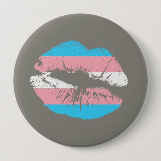 Trans Pink Blue Flag Streifen Lippen Mund Button (Vorderseite)