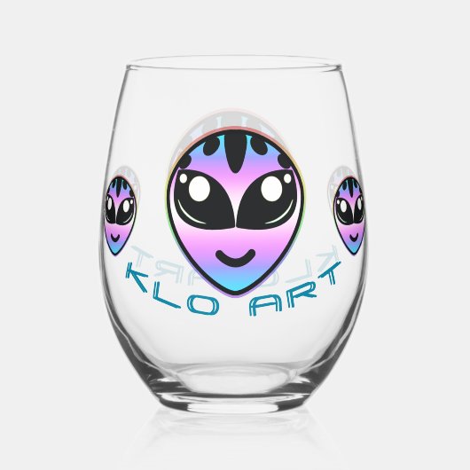 Trans Pride Alien Stemless Wine Glass Weinglas Ohne Stiel (Vorderseite)