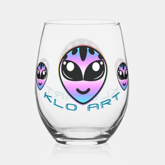 Trans Pride Alien Stemless Wine Glass Weinglas Ohne Stiel (Rückseite)