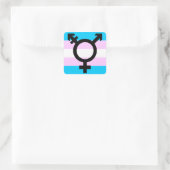 Trans-Pride-Aufkleber - gerundet mit Symbol Quadratischer Aufkleber (Tasche)