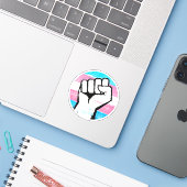 Trans Pride Circle Print Aufkleber (Laptop mit iPhone)