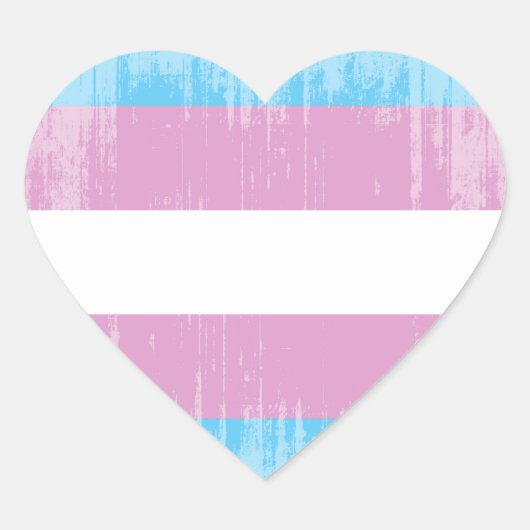 TRANS PRIDE DISTRESSED DESIGN Herz-Aufkleber (Vorderseite)