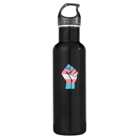 Trans Pride Fist Design für Gleichheit Edelstahlflasche (Vorderseite)