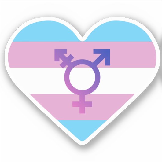 Trans Pride Flag Herz Aufkleber (Vorderseite)