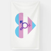 Trans Pride Flag Herz Banner (Vertikal)
